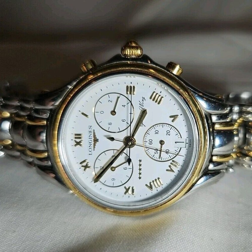 Vintage 1969 Longines Golden Wing Gold Mens Watch L3.610.5 35mm Stainless Steel - Picture 10 of 13